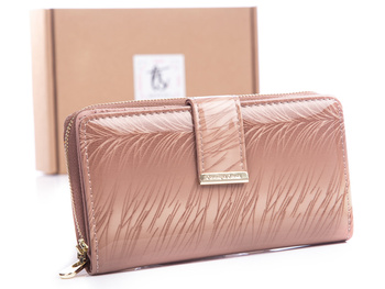 Große Beige Lackleder-Damenbrieftasche von Jennifer Jones 5280