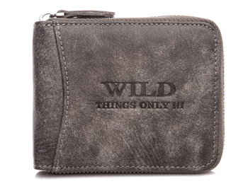 WILD Large grey men's zippered wallet