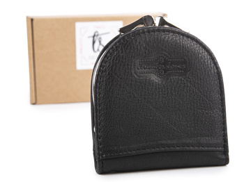 Women's coin purse horseshoe black leather Jennifer Jones