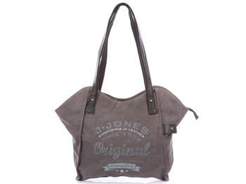 J Jones Large grey women's hand bag canvas with leather