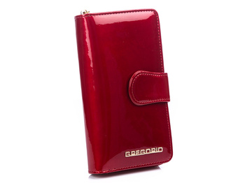 GREGORIO Women's tall red lacquered wallet