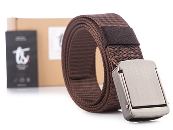 Men's PHANTOM Military Belt with Metal Buckle - Brown