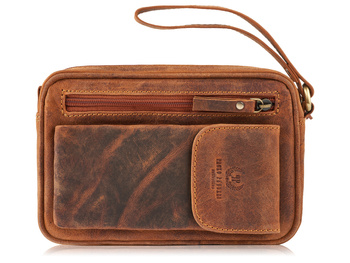 Saszetka skórzana na dokumenty z paskiem do ręki brązow vintage Paolo Peruzzi