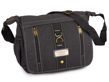 Szara torba męska na ramię z klapą w stylu vintage z canvasu A4 na studia ORMI