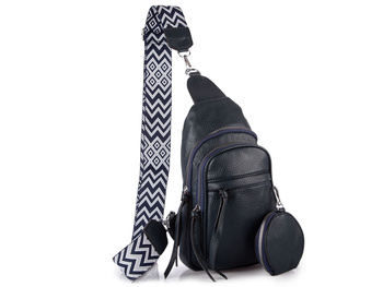 Miejski plecak damski na jedno ramię granatowy z saszetką