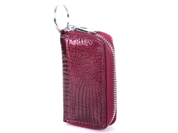 Fioletowe etui na klucze Jennifer Jones lakierowane skórzane