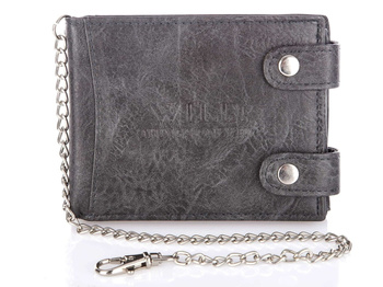Grey men's wallet with metal chain WILD