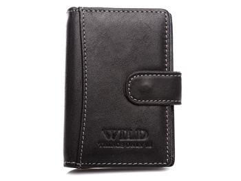 Czarne etui na dokumenty skórzane Wild