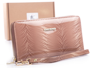 Großer Damen-Lederportemonnaie mit Rundum-Reißverschluss von Jennifer Jones beige 5295