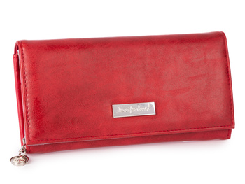 Jennifer Jones Duży Poziomy Czerwony portfel damski z miękkiej skóry ekologicznej