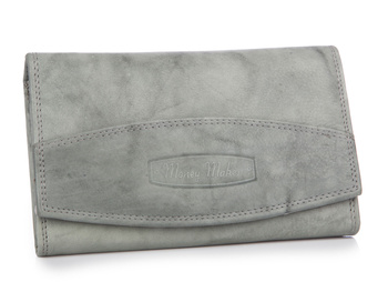 Szary portfel damski skórzany Money Maker z biglem