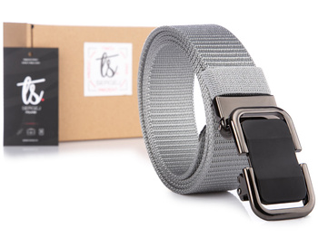 Men's fabric trouser belt with elegant automatic buckle grey SERGEI DUBAI
