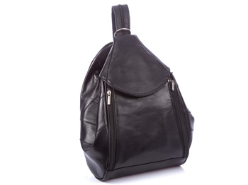 Women's soft natural leather backpack black SERGEJ