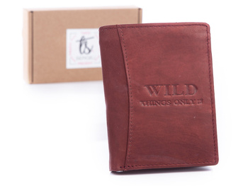 Dark brown vertical men's wallet sorzany trifold WILDk