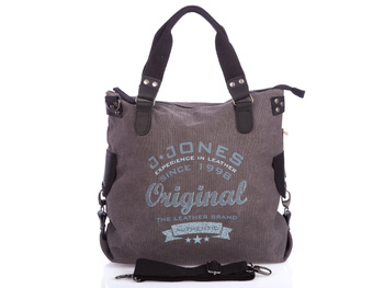 Women's large fabric bag grey with leather inserts J Jones
