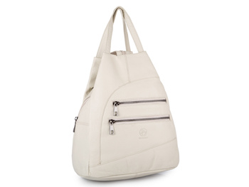 Skórzany plecak miejski damski w kolorze jasnobeżowym Bellugio