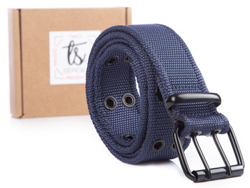 Men's double trouser belt navy blue SERGEJ ARNOLD