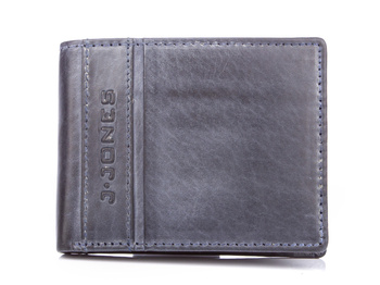 Men's leather bifold wallet navy blue J Jones