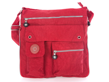 Bag Street Czerwona poszerzana materiałowa torba na ramię