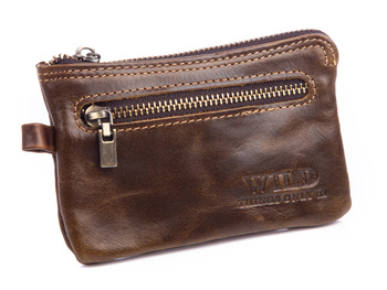 Leather key pouch dark brown WILD Things Only