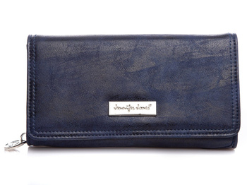 Large navy blue women's ecological leather wallet from Jennifer Jones