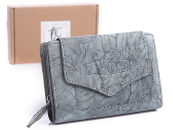 Women's grey medium RFID leather wallet Money Maker