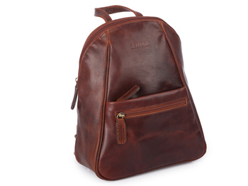 Skórzany średni plecak miejski damski w kolorze brązowym