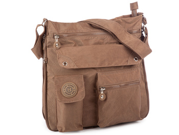 Lekka poszerzana torba materiałowa na ramię brązowa Bag Street