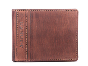 J Jones men's brown vintage leather wallet