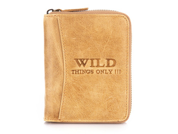 WILD Large vertical men's wallet light brown