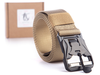 Beige Stoffgürtel Herren Hosengürtel mit magnetischer Schnalle SERGEJ RANGER