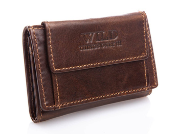 Men's small leather wallet dark brown WILD Thing's Only