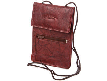 Saszetka skórzana na szyję paszportówka ciemnobrązowa Bag Street