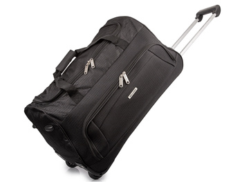 Średnia torba podróżna z kółkami i wyciąganą rączką czarna elegancka Bellugio