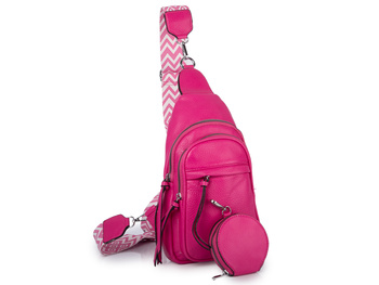 Różowy plecak damski miejski na jedno ramię z saszetką