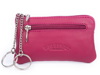 Różowe skórzane etui na klucze na zamek Bag Street