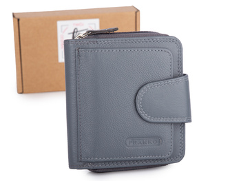 Średniej wielkości portfel damski w szarym kolorze, skórzany Franko