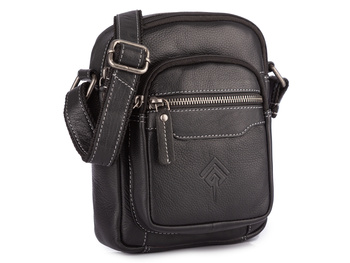 Czarna torba męska na ramię ze skóry naturalnej licowej Jorey