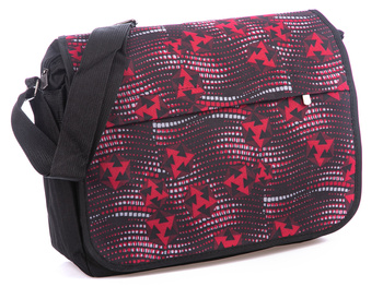 Fabric shoulder bag with flap A4 red LOREN