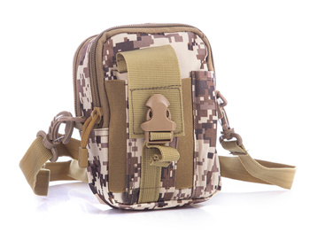 Beżowa męska saszetka desert moro mocowana do paska lub na ramię