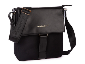 Czarna torebka damska na ramię z klapką elegancka raportówka Jennifer Jones