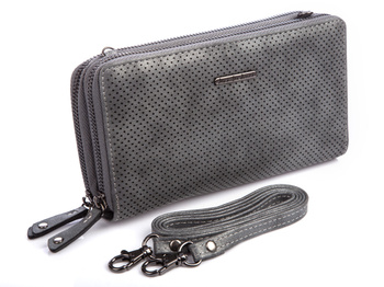 Women's wallet with shoulder strap large grey Jennifer Jones