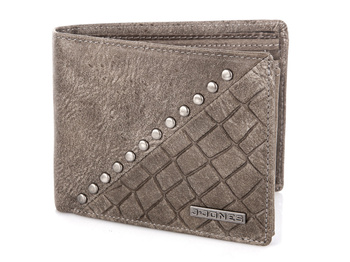Men's large leather wallet grey RFID J Jones