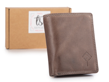 Nieduży, skórzany portfel w kolorze szarym z RFID