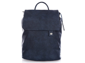 Women's elegant city backpack with flap navy blue Jennifer Jones