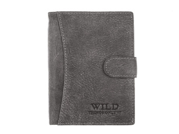 Men's classic leather vertical clasp wallet grey