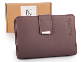 Skórzany portfel damski Money Maker w kolorze mauve z ochroną RFID średni