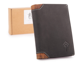 Klasyczny pionowy portfel męski ze skóry naturalnej RFID Ekavale czarny