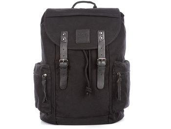 Vintage style backpack black with natural leather J Jones