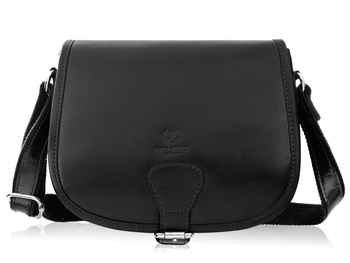 Skórzana torebka damska półokrągła czarna Paolo Peruzzi